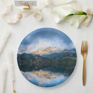 Mountains and Lake Scenic Nature Photo Paper Plate