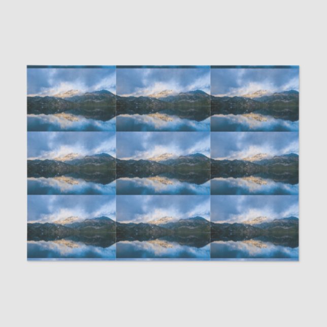 Mountains and Lake Scenic Nature Photo Pattern Tissue Paper (Front)