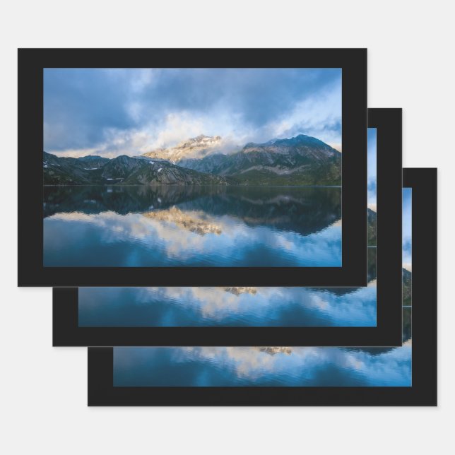 Mountains and Lake Scenic Nature Photo Wrapping Paper Sheet (Set)