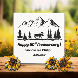 Mountains and Moose 50th Wedding Anniversary Napkin