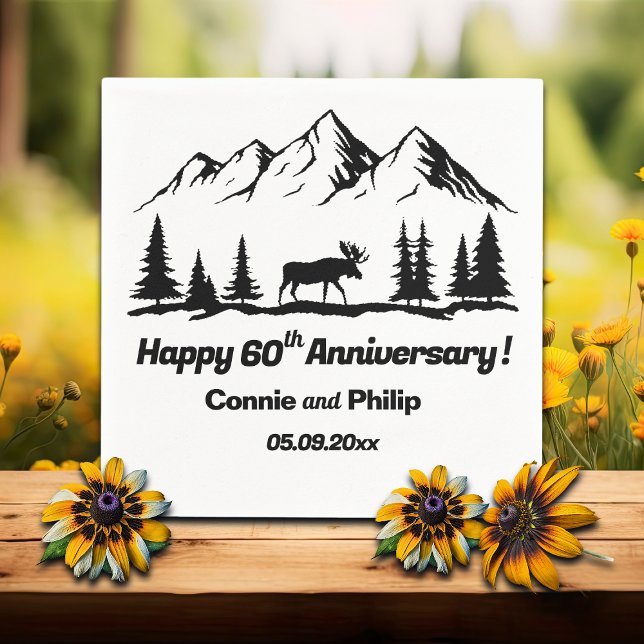 Mountains and Moose 60th Wedding Anniversary Napkin (Creator Uploaded)