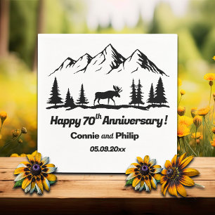 Mountains and Moose 70th Wedding Anniversary Napkin