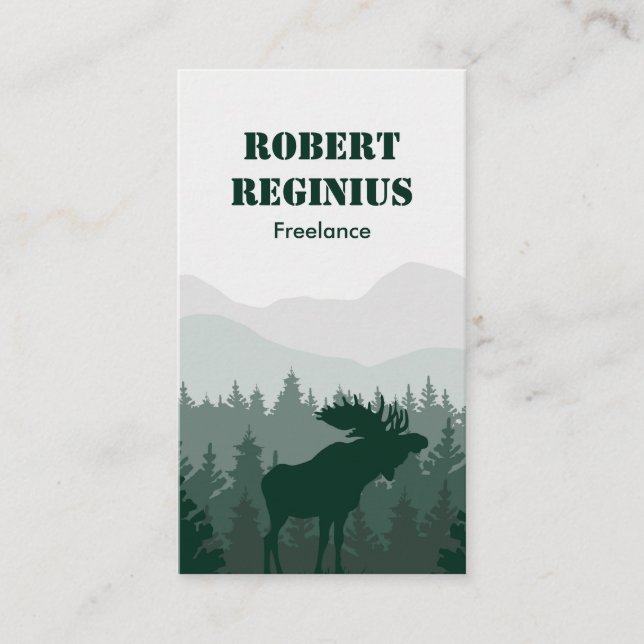 mountains and moose art illustration business card (Front)