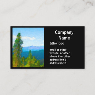 mountains and  pine trees nature art bold custom  business card