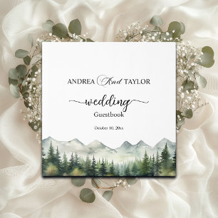 Mountains and Pines Elegant Wedding Guest Book