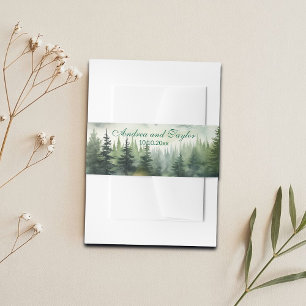 Mountains and Pines Elegant Wedding  Invitation Belly Band