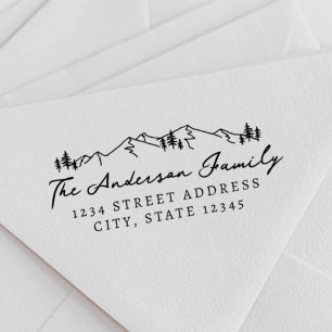 Mountains and Pines Hand Script Return Address Self-inking Stamp