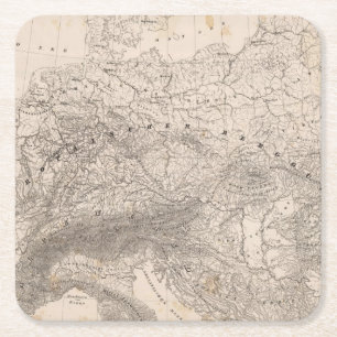 Mountains and Rivers of Europe Square Paper Coaster