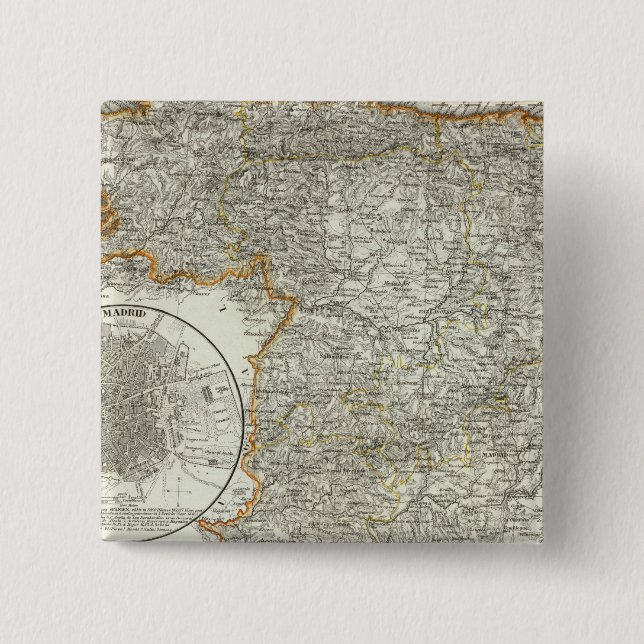 Mountains and Rivers of Madrid 2 Inch Square Button (Front)