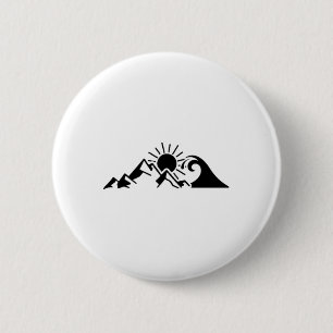 Mountains And Sea Hiking Surfer Climbing Hiker Nat 2 Inch Round Button