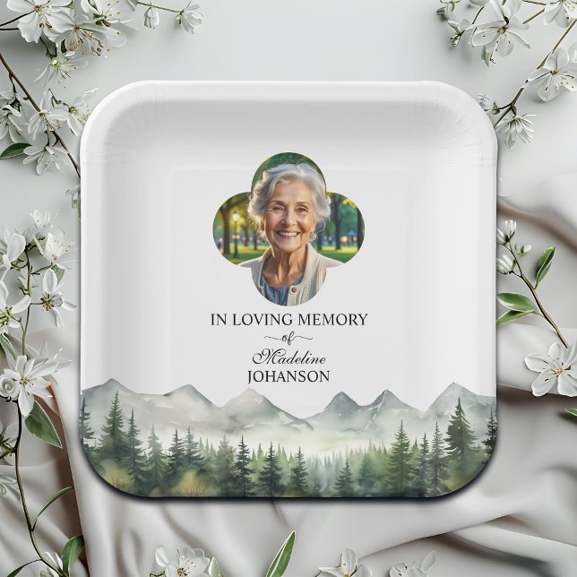 Mountains and Trees Celebration Of Life Funeral Paper Plate (Creator Uploaded)