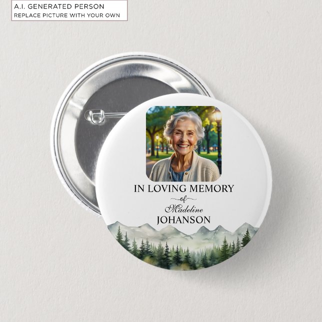 Mountains and Trees Celebration Of Life Keepsake 2 Inch Round Button (Creator Uploaded)