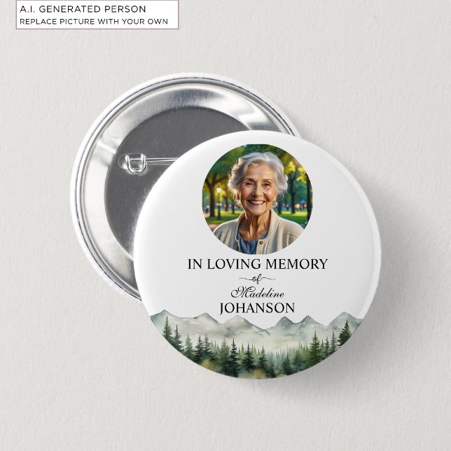 Mountains and Trees Celebration Of Life Keepsake 2 Inch Round Button (Creator Uploaded)