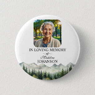 Mountains and Trees Celebration Of Life Keepsake 2 Inch Round Button