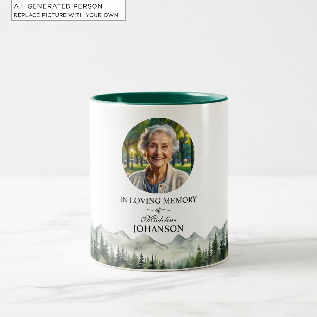 Mountains and Trees Celebration Of Life Keepsake Two-Tone Coffee Mug (Creator Uploaded)