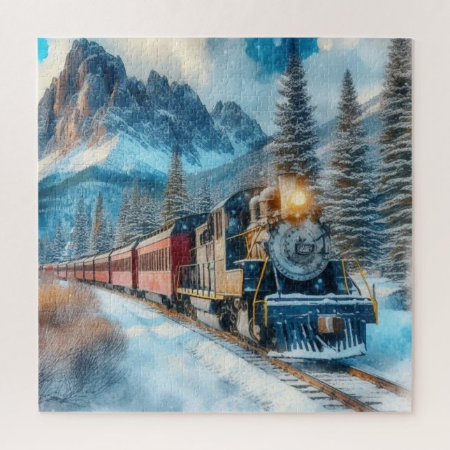 Mountains and Vintage Train  Jigsaw Puzzle (Vertical)