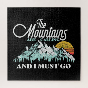 Mountains are Calling I Must Go Retro 80s Jigsaw Puzzle