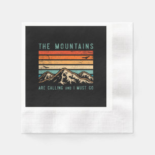 Mountains are Calling & I Must Go Retro Vintage 80 Napkin