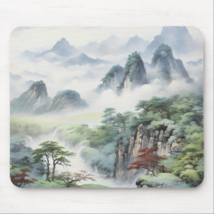 Mountains Asian Painting Mouse Pad