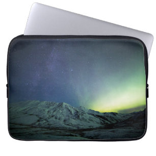 Mountains   Aurora Borealis & Milky Way Alaska Laptop Sleeve
