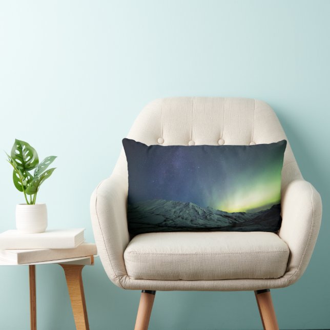 Mountains | Aurora Borealis & Milky Way Alaska Lumbar Pillow (Chair)