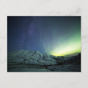 Mountains   Aurora Borealis & Milky Way Alaska Postcard