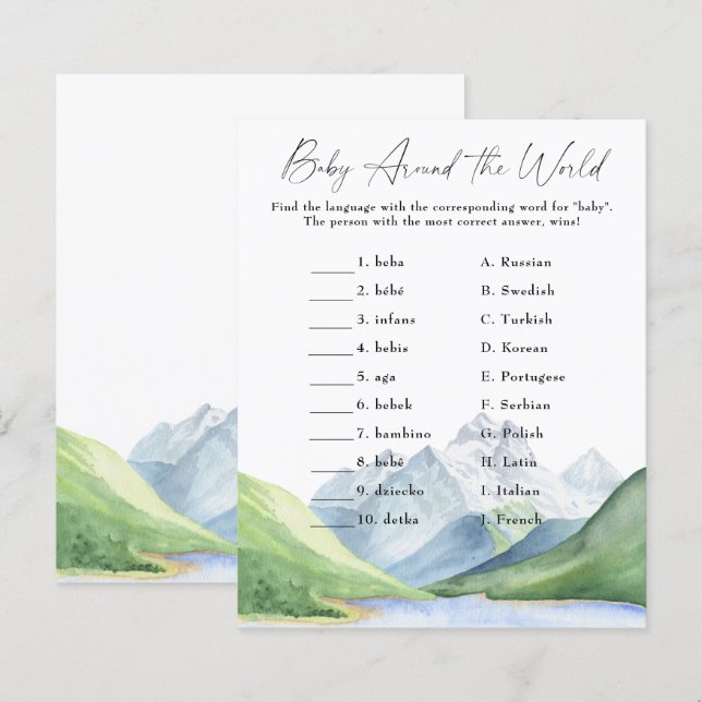 Mountains - Baby Around the world game (Front/Back)