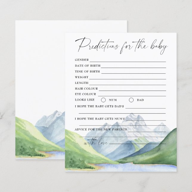 Mountains - baby predictions and advice (Front/Back)