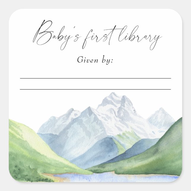 Mountains - Baby's first library Square Sticker (Front)