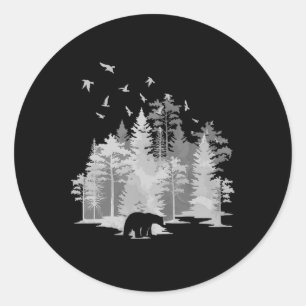Mountains Birds Outdoors Animal Bear Nature Hiking Classic Round Sticker