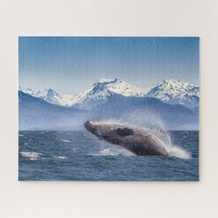 Mountains   Breaching Whale Glacier Bay, Alaska Jigsaw Puzzle