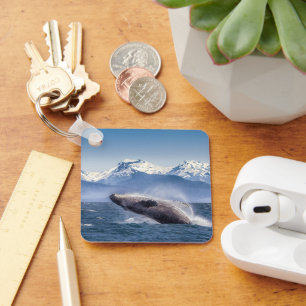 Mountains   Breaching Whale Glacier Bay, Alaska Keychain