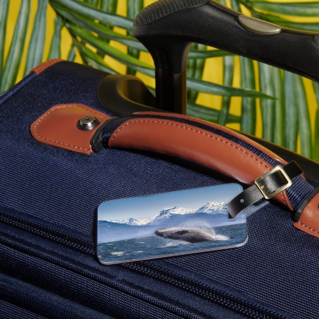 Mountains | Breaching Whale Glacier Bay, Alaska Luggage Tag (Front Insitu 3)