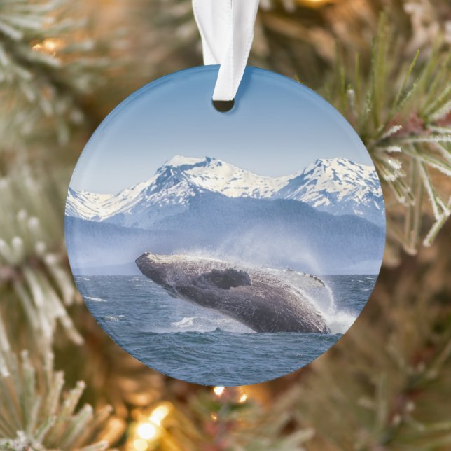 Mountains | Breaching Whale Glacier Bay, Alaska Ornament (Tree)