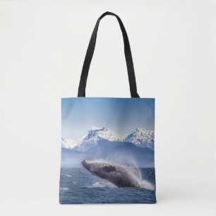 Mountains Breaching Whale Glacier Bay, Alaska Tote Bag