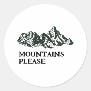 Mountains calling classic round sticker