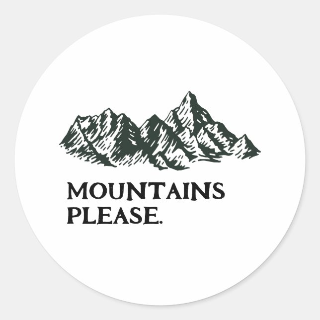 Mountains calling classic round sticker (Front)