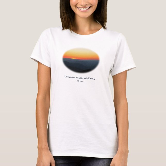 Mountains Calling/Smokies Sunset Oval T-Shirt (Front)