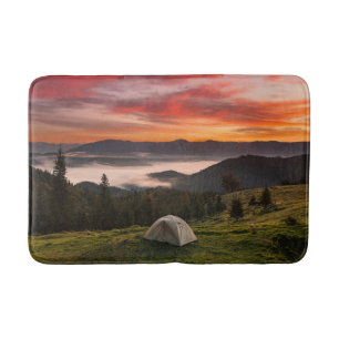 Mountains   Camping Foggy Sunrise Bath Mat