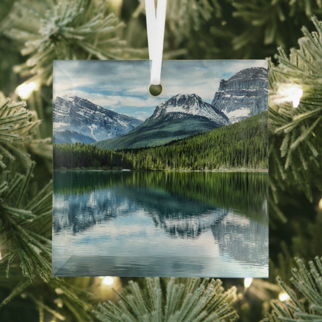 Mountains | Canadian Rockies, Alberta Canada Glass Ornament (Insitu)