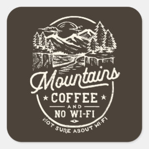 Mountains Coffee Wi-Fi Funny Square Sticker