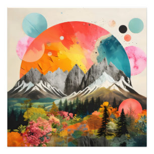 Mountains Colourful Collage Photo Print