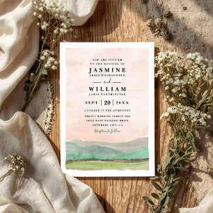 Mountains Countryside Rustic QR Code Wedding Invitation