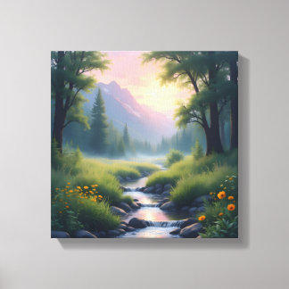 Mountains Creek Foliage Canvas Print