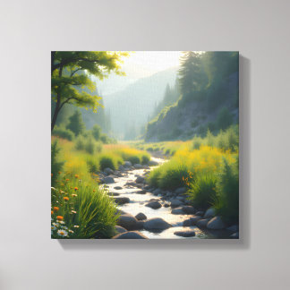 Mountains Creek Rocks Canvas Print