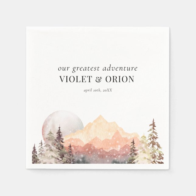 Mountains Desert Rustic Wedding  Napkin (Front)