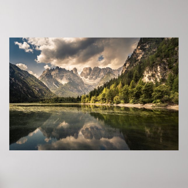 Mountains | Dürrensee Lake, Dolomites, Italy Poster (Front)