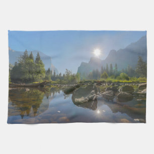 Mountains El Capitan Yosemite Park, California Kitchen Towel