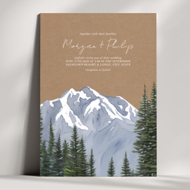 Mountains Evergreen Cardstock Wedding Invitation (Creator Uploaded)