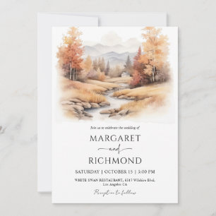 Mountains Fall Forest River Landscape Wedding Invitation